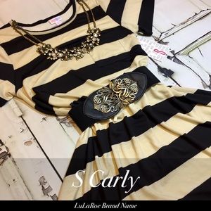Lularoe Small Striped Carly BLACK AND CREAM!